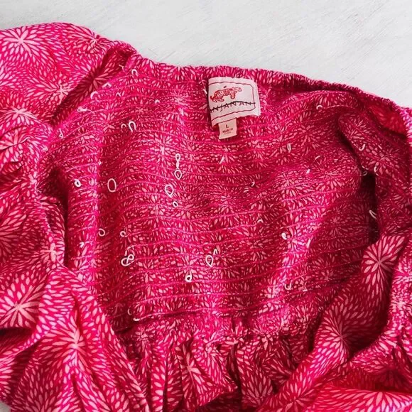 Anthropologie Banjanan Agatha Crop Top in Pink Size Large $185 - Picture 7 of 14